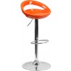 Flash Furniture Contemporary Orange Plastic Adjustable Height Bar Stool with Chrome Base CH-TC3-1062-ORG-GG