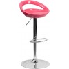 Flash Furniture Contemporary Pink Plastic Adjustable Height Bar Stool with Chrome Base CH-TC3-1062-PK-GG