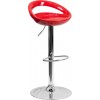 Flash Furniture Contemporary Red Plastic Adjustable Height Bar Stool with Chrome Base CH-TC3-1062-RED-GG