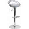 Flash Furniture Contemporary Silver Plastic Adjustable Height Bar Stool with Chrome Base CH-TC3-1062-SIL-GG