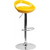 Flash Furniture Contemporary Yellow Plastic Adjustable Height Bar Stool with Chrome Base CH-TC3-1062-YEL-GG