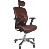 GM Seating Ergolux Genuine Leather Executive Hi Swivel Chair Chrome Base with Headrest, Burgundy