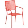 Flash Furniture CO-2-RED-GG Coral Steel Patio Chair in Coral