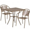 Flash Furniture CO-28SQ-03CHR2-GD-GG 28" Square Table Set with 2 Round Back Chairs in Gold (Default)