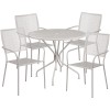 Flash Furniture CO-35RD-02CHR4-SIL-GG 35.25" Round Table Set with 4 Square Back Chairs in Gray