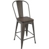 LumiSource CS-ORHB AN+E2 Oregon High Back Counter Stool Set of 2 in Antique Espresso