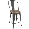 LumiSource CS-ORHB GY+BN2 Oregon High Back Counter Stool Set of 2 in Grey Brown