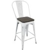 LumiSource CS-ORHB VW+E2 Oregon High Back Counter Stool Set of 2 in White Espresso