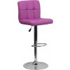 Flash Furniture Contemporary Purple Quilted Vinyl Adjustable Height Bar Stool with Chrome Base DS-810-MOD-PUR-GG