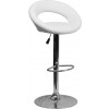 Flash Furniture Contemporary White Vinyl Rounded Back Adjustable Height Bar Stool with Chrome Base DS-811-WH-GG