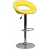 Flash Furniture Contemporary Yellow Vinyl Rounded Back Adjustable Height Bar Stool with Chrome Base DS-811-YEL-GG