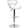 Flash Furniture Contemporary Cozy Mid-Back White Vinyl Adjustable Height Bar Stool with Chrome Base DS-815-WH-GG