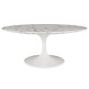 Modway EEI-1140-WHI Lippa 42" Oval-Shaped Artificial Marble Coffee Table in White