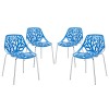 Modway EEI-1318-BLU Stencil Dining Side Chair Set of 4 in Blue