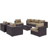 Modway EEI-2203-EXP-MOC-SET Convene 8 Piece Outdoor Patio Sectional Set In Espresso Mocha