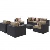 Modway EEI-2368-EXP-MOC-SET Convene 8 Piece Outdoor Patio Sectional Set in Espresso Mocha