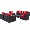 Modway EEI-2368-EXP-RED-SET Convene 8 Piece Outdoor Patio Sectional Set in Espresso Red