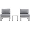 Modway EEI-2598-SLV-GRY Shore 3 Piece Outdoor Patio Aluminum Sectional Sofa Set In Silver Gray