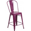 Flash Furniture ET-3534-24-PUR-GG 24'' High Indoor-Outdoor Counter Height Stool in Back