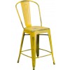Flash Furniture ET-3534-24-YL-GG Distressed Metal Stool in Yellow