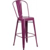 Flash Furniture ET-3534-30-PUR-GG 30'' High Metal Indoor-Outdoor Barstool with Back in Purple