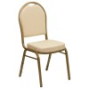 Flash Furniture HERCULES Series Dome Back Stacking Banquet Chair with Beige Patterned Fabric and 2.5'' Thick Seat - Gold Frame FD-C03-ALLGOLD-H20124E-GG