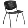 Flash Furniture Hercules Series 880 lb. Capacity Black Polypropylene Stack Chair with Titanium Frame Finish RUT-F01A-BK-GG