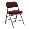 Flash Furniture Hercules Series Premium Curved Triple Braced and Quad Hinged Burgundy Fabric Upholstered Metal Folding Chair HA-MC320AF-BG-GG