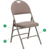 Flash Furniture HERCULES Series Extra Large Ultra-Premium Triple Braced Beige Fabric Metal Folding Chair with Easy-Carry Handle HA-MC705AF-3-BGE-GG