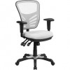 Flash Furniture HL-0001-WH-GG Mid-Back White Mesh Chair with Triple Paddle Control