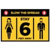 Social Distancing Step On It Bright Yellow 2 ft x 3 ft Rectangle Floor Decal "Stay 6 Feet Away" For Exterior Surfaces