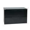 Office Star LF242-B 42" Wide 2 Drawer Lateral File with Core-Removeable Lock and Adjustable Glides in Black