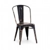 Design Lab MN LS-9000-BLKGLD Dreux Stackable Vintage Matte Black Gold Steel Side Chair (Set of 4)