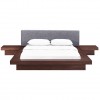 Modway MOD-5492-WAL-GRY-SET Freja 3 Piece Queen Fabric Bedroom Set in Walnut Gray
