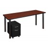 Regency MTSPM6624CHBPBK Kee 66" Single Mobile Pedestal Desk in Cherry/Black