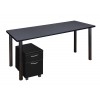 Regency MTSPM6624GYBPBK Kee 66" Single Mobile Pedestal Desk in Grey/Black