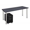 Regency MTSPM6624GYBPCM Kee 66" Single Mobile Pedestal Desk in Grey/Chrome