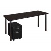 Regency MTSPM6624MWBPBK Kee 66" Single Mobile Pedestal Desk in Mocha Walnut/Black