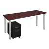 Regency MTSPM7224MHBPCM Kee 72" Single Mobile Pedestal Desk in Mahogany/Chrome