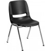 Flash Furniture Hercules Series 440 lb Capacity Black Ergonomic Shell Stack Chair with Chrome Frame And 14" Seat Height RUT-14-BK-CHR-GG