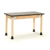 National Public Seating SLT3060AH-OK Adjustable Height Chem-Res Top Science Table with Oak Leg in Black