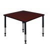 Regency TB4242MHAPBK Kee 42" Square Height Adjustable Classroom Table in Mahogany