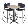 Regency TCB30RNDBE4495BK Cain 30" Round Cafe Table in Beige & 2 Zeng Stack Stools in Black