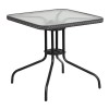 Flash Furniture TLH-073R-GY-GG 28" Square Tempered Glass Metal Table with Gray Rattan Edging