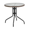 Flash Furniture TLH-087-DK-BN-GG 28" Round Tempered Glass Metal Table with Dark Brown Rattan Edging