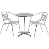 Flash Furniture TLH-ALUM-24RD-017BCHR2-GG 23.5" Round Aluminum Indoor-Outdoor Table with 2 Slat Back Chairs