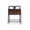 Baxton Studio TS7001-Black Jevenci Vintage Antique Dark Bronze Metal and Walnut Wood 1-Drawer Nightstand