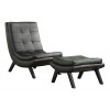 Ave Six TSN51-B18 Tustin Lounge Chair and Ottoman Set with Black Fuax Leather