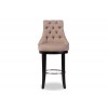 Baxton Studio WS-2076-Beige Harmony Button-tufted Beige Bar Stool with Metal Footrest