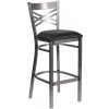 Flash Furniture XU-6F8B-CLR-BAR-BLKV-GG Hercules Series Clear Restaurant Barstool - Black Vinyl Seat